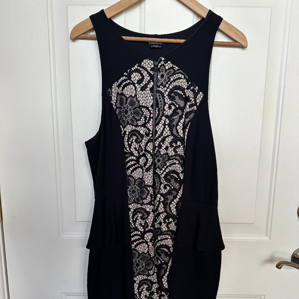 bebe Black/Cream Dress, Size: Large, EUC